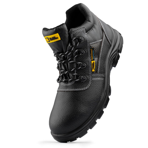 Black Hammer Comfortable Waterproof Steel Toe Caps Safety Boots Lightweight, Durable, Non-Slip Work Shoes for Work & Outdoor Activities 1007