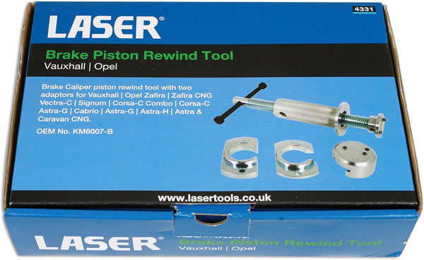Laser 4331 Brake Caliper Rewind Tool Kit 3pc - for Vauxhall/Opel