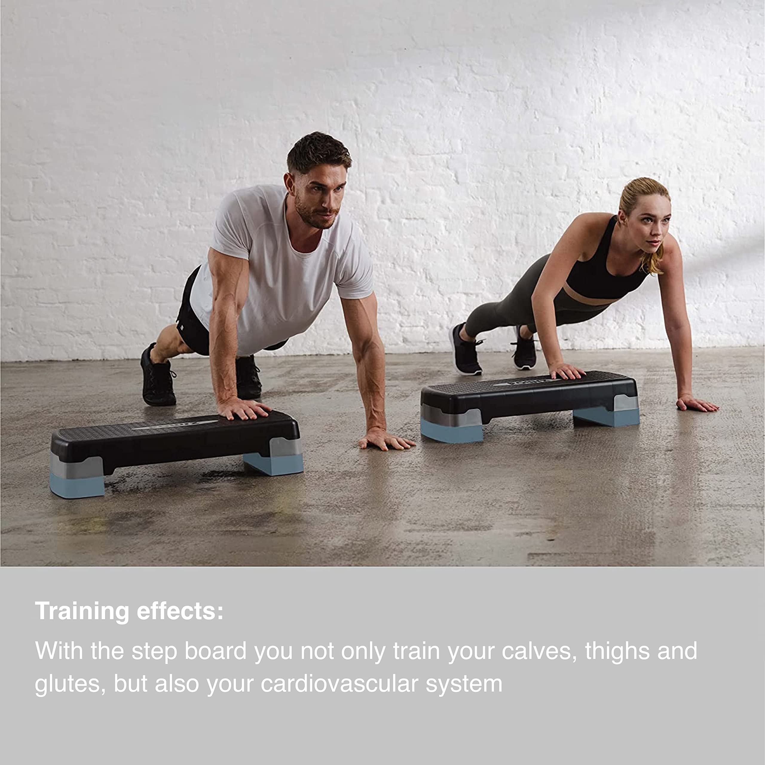 POWRX aerobic stepping board 12/17/24cm (3 levels) I Stepper height-adjustable and non-slip for Aerobics, Gymnastics and Fitness I Home Step Stepbench