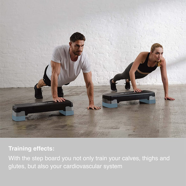 POWRX aerobic stepping board 12/17/24cm (3 levels) I Stepper height-adjustable and non-slip for Aerobics, Gymnastics and Fitness I Home Step Stepbench