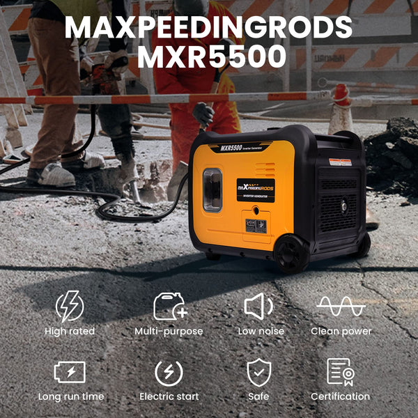 maXpeedingrods 5500W Portable Inverter Generator Petrol Silent Pure Sine Wave Generator for Camping, RV Travel,Home,or Jobsites