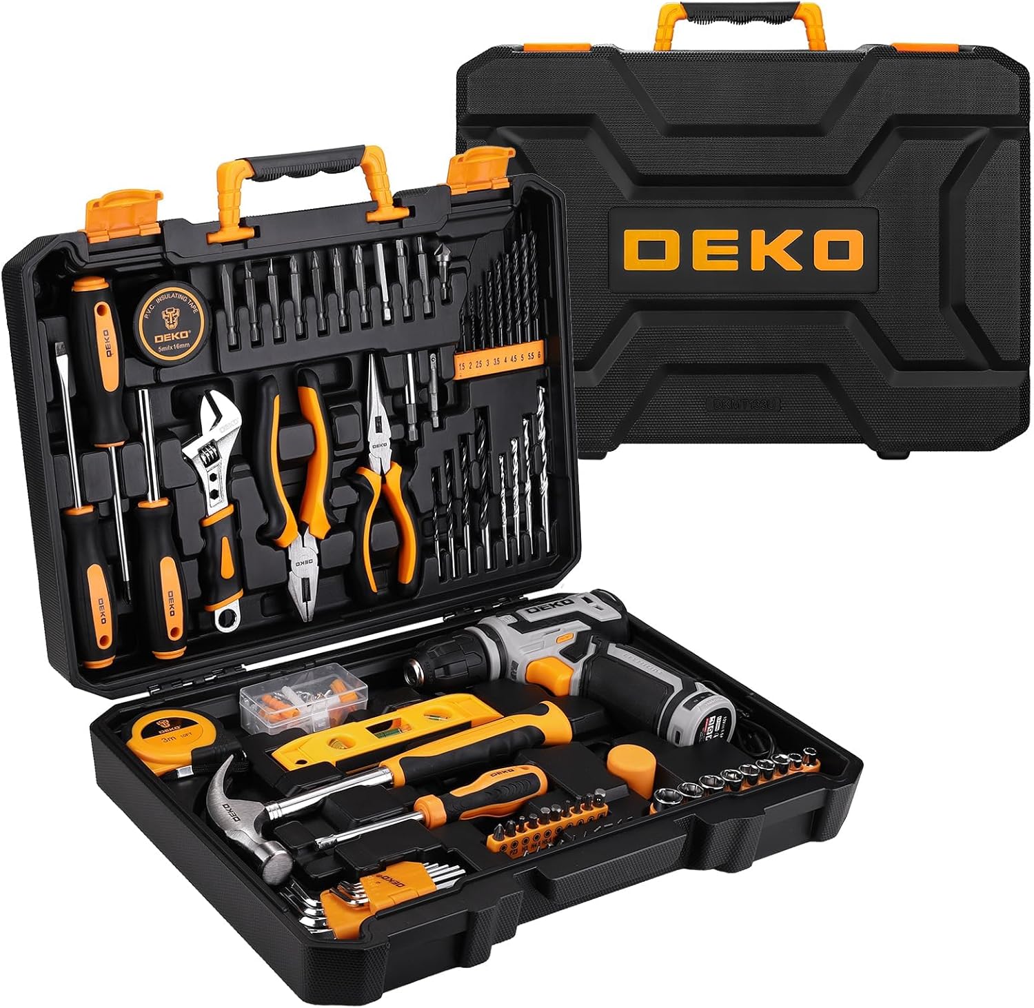 Tool Kit: DEKO Drill Set with Cordless Drill, Tool Kit Set Box, DIY Hand Tools for Men and Home, with 8V Electric Drills Blue,126 Pieces