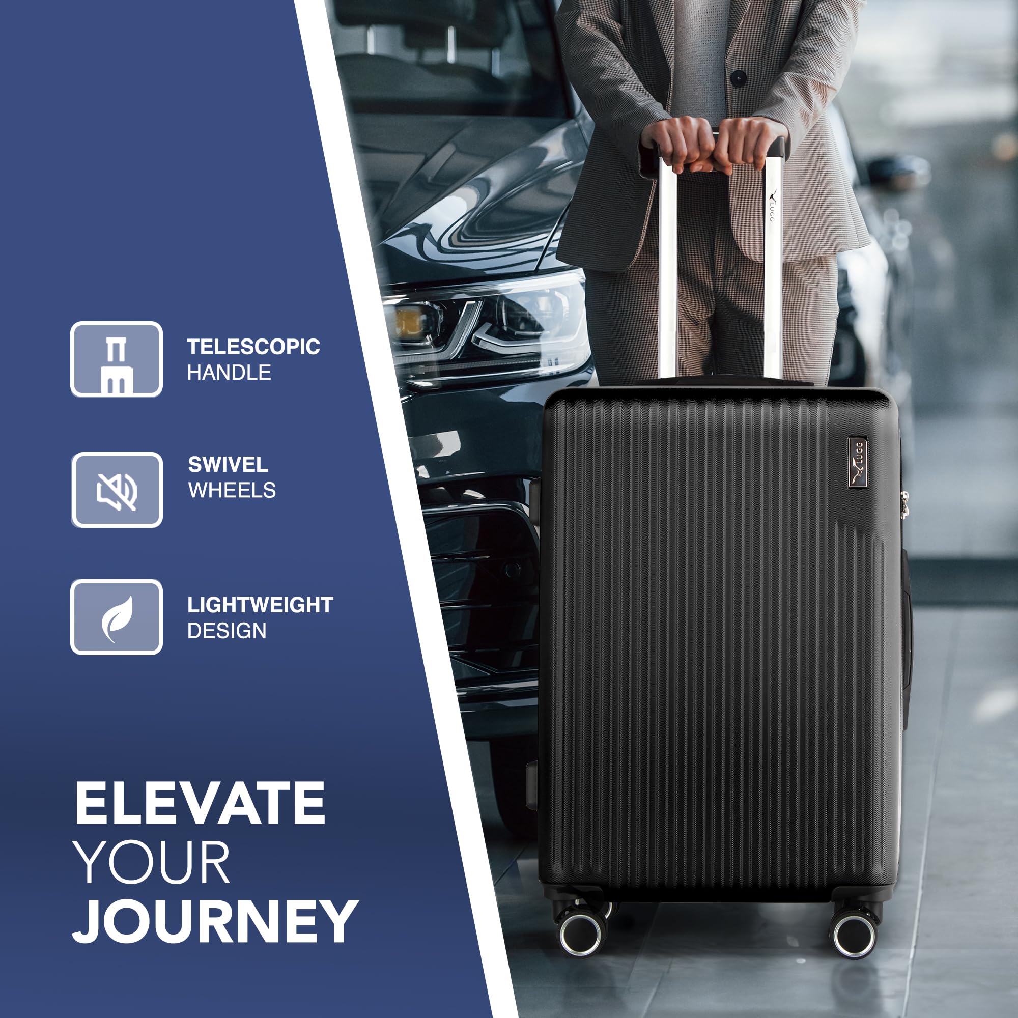 LUGG 15 Inch Vacay Cabin Case - 45x36x20 cm, Airline Approved Carry On Suitcase, ABS Lightweight Suitcase, Water Resistant Hard Suit Case with 360° Spinner Wheels, Carry On Bag with TSA Indent Lock