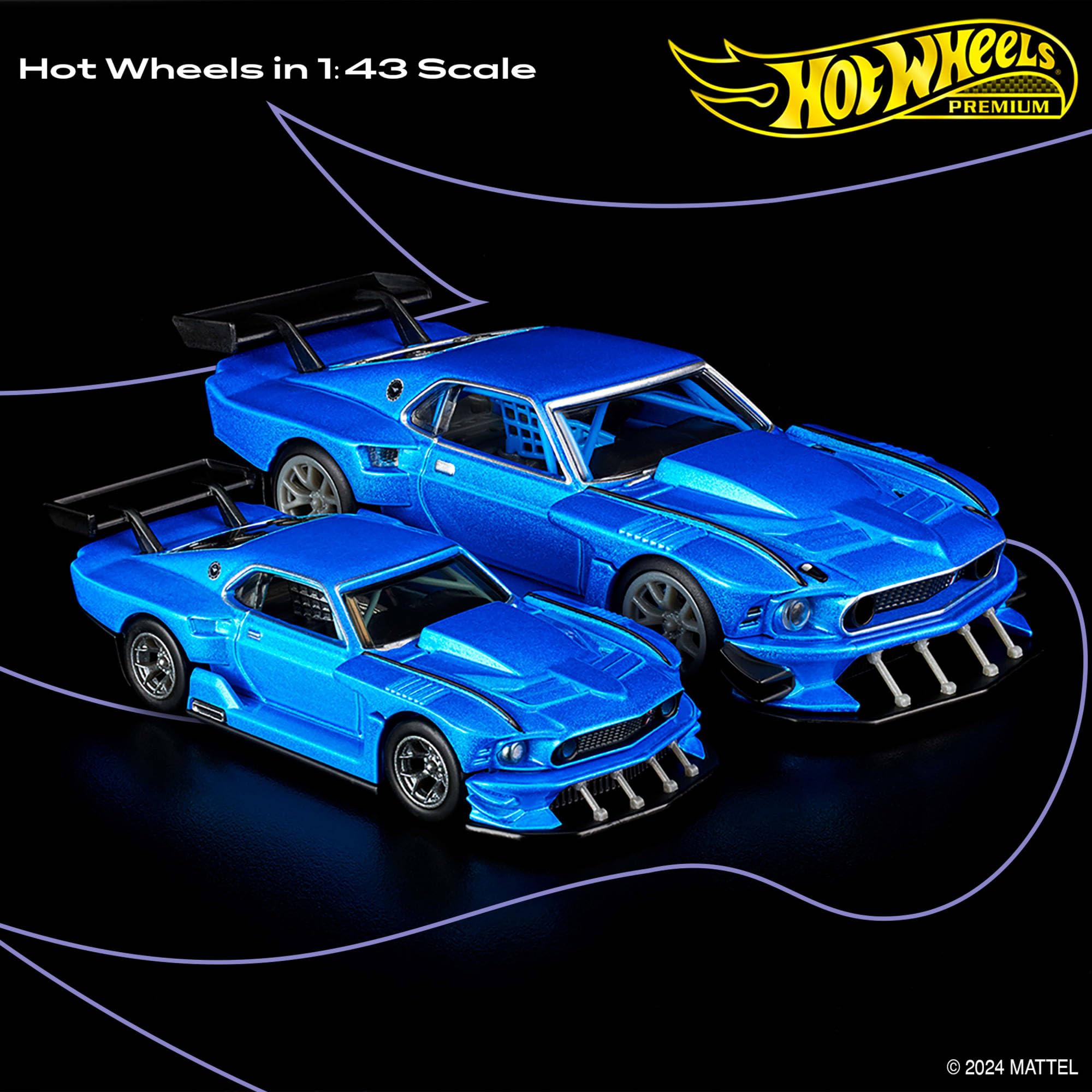 Hot Wheels Premium Ford Mustang, 1:43rd Scale Vehicle, Officially Licensed Replicas for Adult Collectors, Real Riders Tires, Metal/Metal Body & Chassis, HWT04