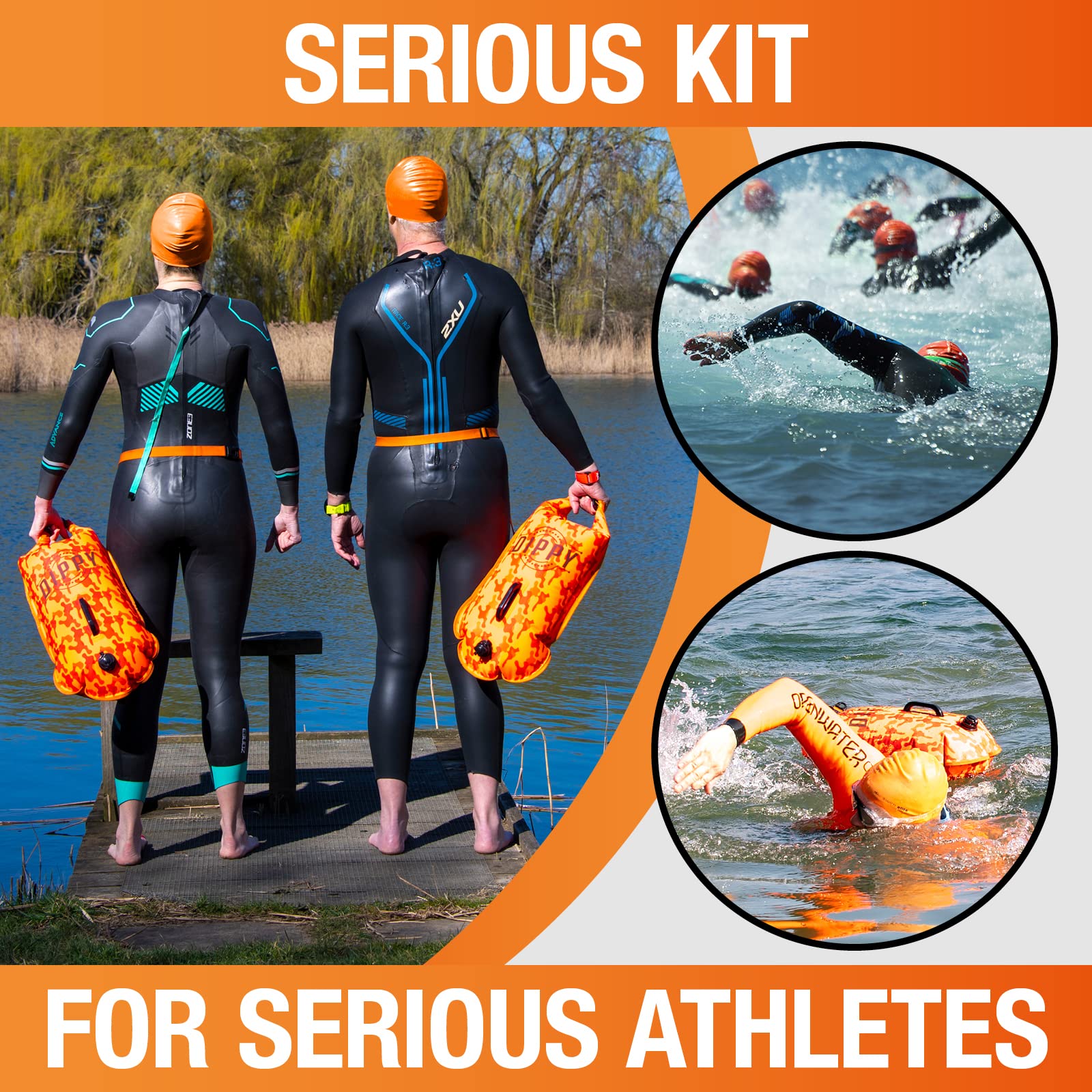 DIPPY Tow Floats for Open Water Swimming | 28L Swim Buoy Open Water Swimming Float | Waterproof Swimming Buoy | Tow Float Dry Bag | Wild Swimming Float | Wild Swimming Accessories Triathlete, Swimmer