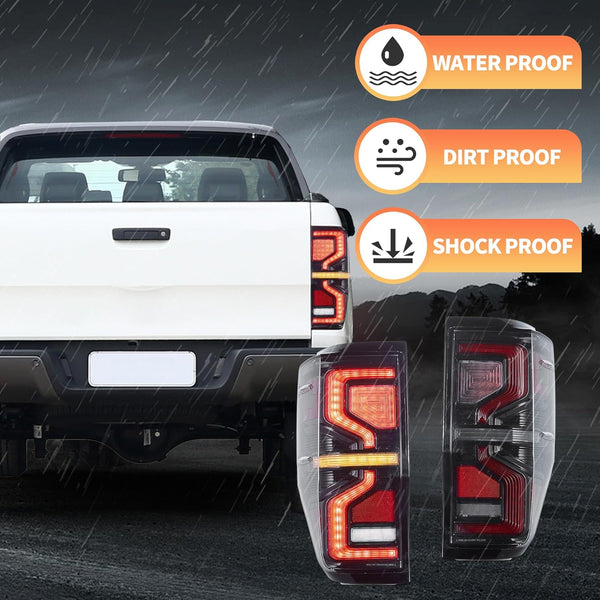 VLAND LED Tail Lights for Ranger T6 T7 T8 XL XLT Wildtrak 2012-2018 Rear Lights Lamp Assembly with Sequential Indicator (12-18 Somked)