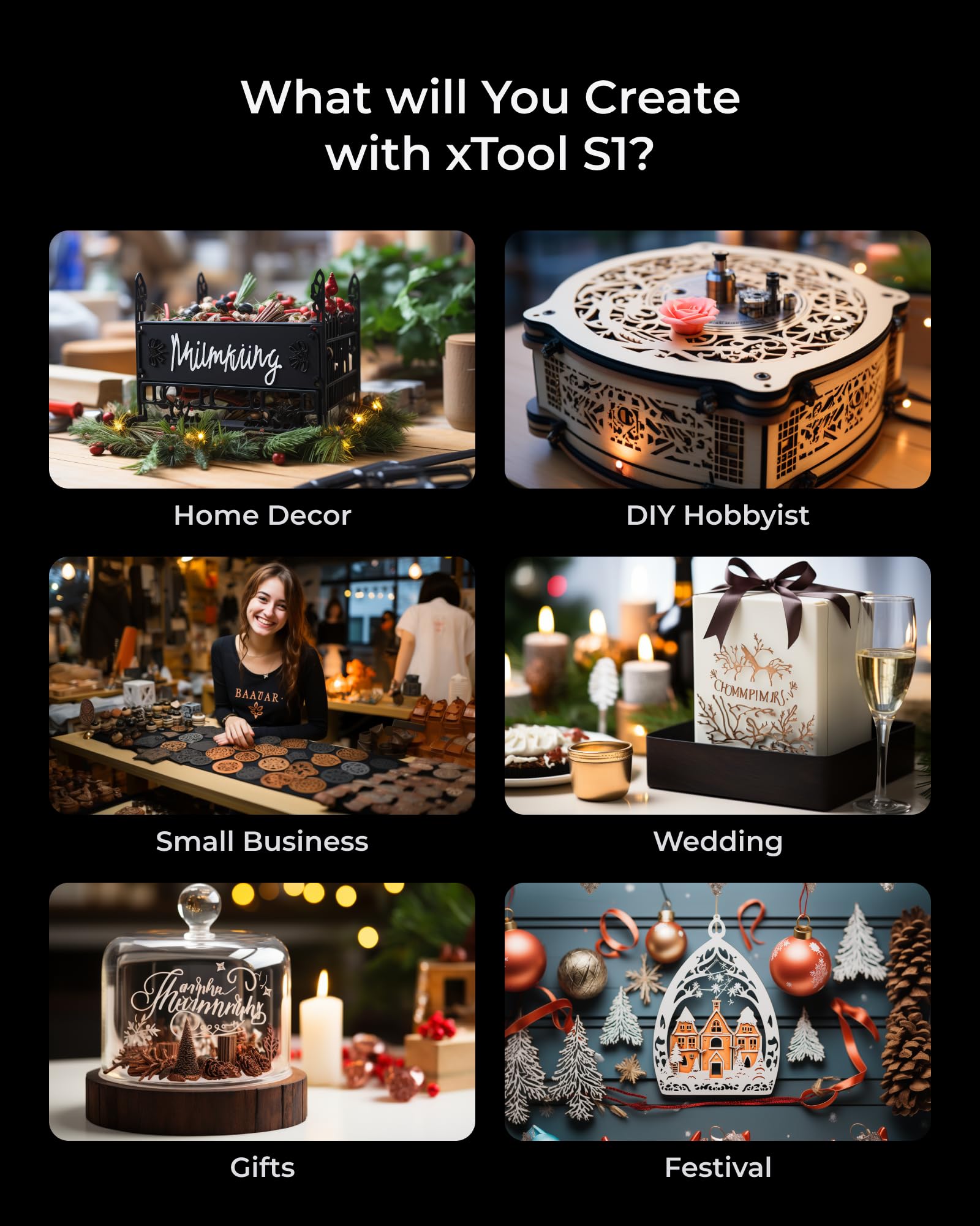 xTool S1 20W Engraving Machine with Riser Base & Honeycomb Working Sheet & Air Assit & RA2 Pro, Auto Focus, Enclosed Engraver and Cutter for Wood and Metal, Class I Safety CNC Machine