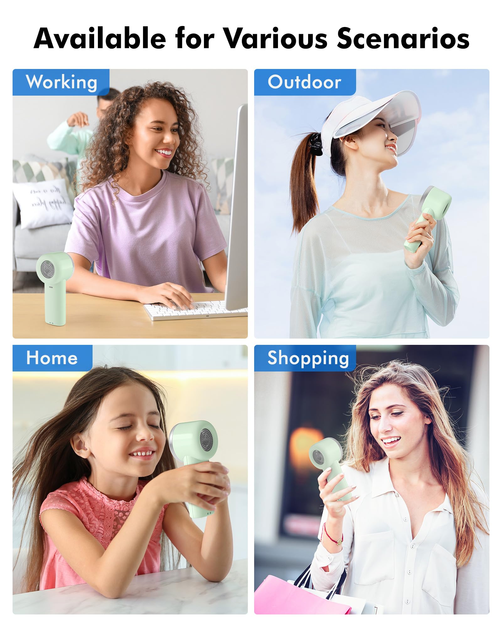 WHATOOK Handheld Fan, 2024 High Speed Cooling Turbo Mini Portable Rechargeable Fan with LED Display/2H Fast charging, Personal Small Stylish 5 Speeds Fan for Man Outdoor Beach Travel Vacation