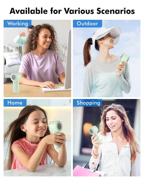 WHATOOK Handheld Fan, 2024 High Speed Cooling Turbo Mini Portable Rechargeable Fan with LED Display/2H Fast charging, Personal Small Stylish 5 Speeds Fan for Man Outdoor Beach Travel Vacation