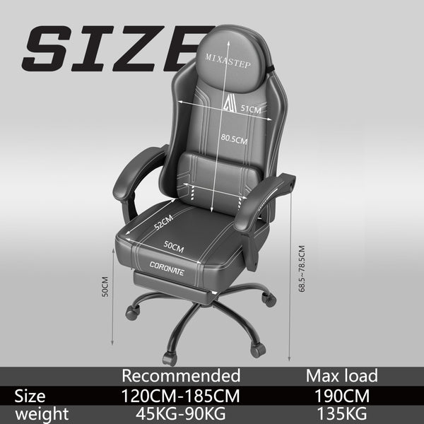 LXRADEO Gaming Chair for Adults, Ergonomic Gaming Chair with Footrest and Lumbar Support, Reclining Gamer Chair with Large Size Seat, Adjustable Swivel Computer Chair for Office Gaming 135 KG, WHITE