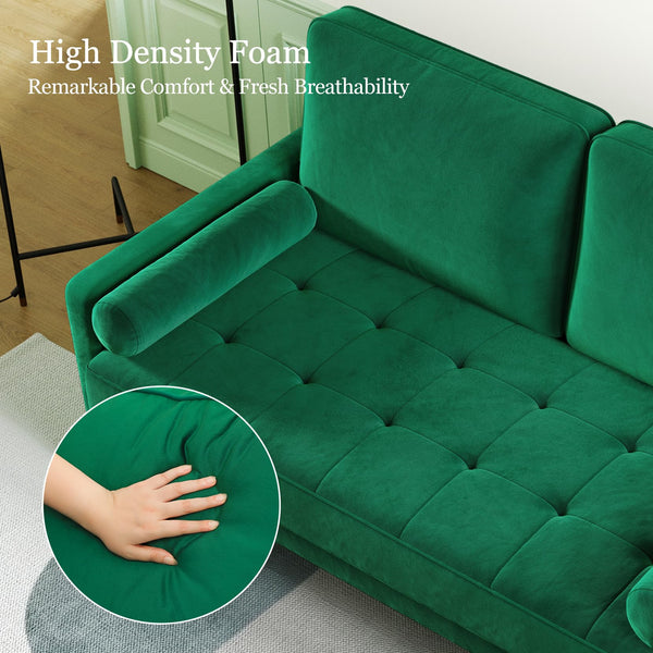 Vesgantti Small 2 Seater Sofa Blue, Comfy Sofa Couch with Spring Cushion, Velvet Sofa with Wood Legs, Modern Love Seat Sofa, Sofa 2 Seater for Living Room, Small Sofa for Bedroom, Blue Office Sofa