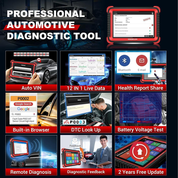 KINGBOLEN K10 PRO Car Diagnostic Tool,OE-Level Full System Bidirectional Scan Tool with ECU Coding,Topology Mapping,50+ Resets,V.A.G Guide,FCA,Can FD And DOIP,2 Years Update.