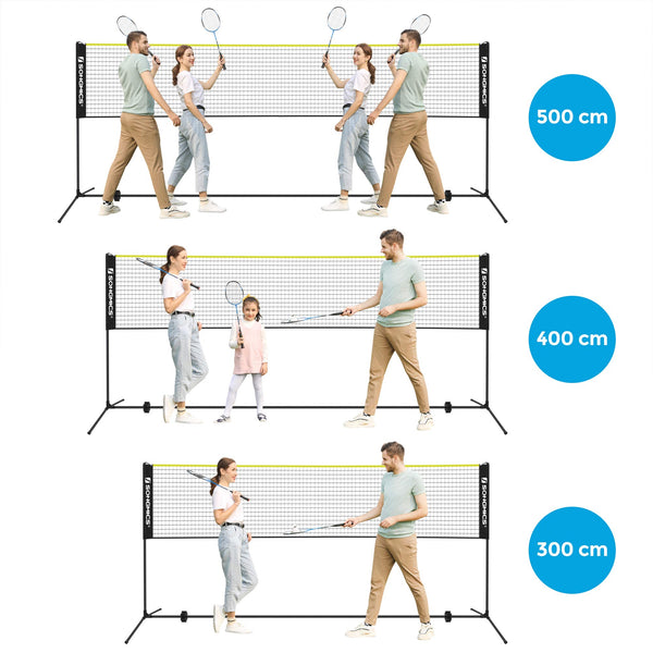 SONGMICS 3 m Badminton Net, Volleyball Net, Adjustable Poles Height, Portable Set for Tennis