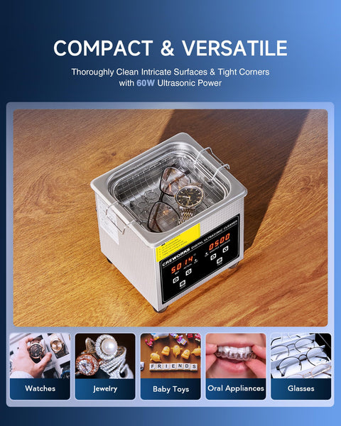 CREWORKS 6L Digital Ultrasonic Cleaner, 1.6 gal. Ultrasonic Cleaning Machine with Degas & Gentle Modes, 180W Professional Ultrasound Cleaner with 300W Heater and Timer for Glasses