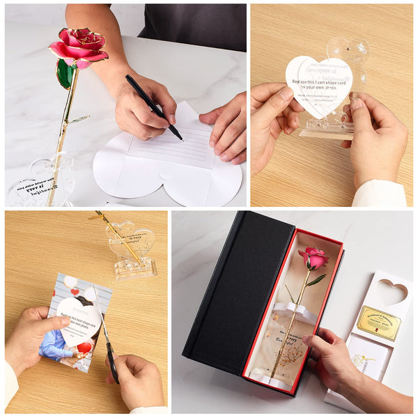 Ariceleo Gold Dipped Infinity Rose Last Forever Flower Decor, Birthday Gift for Women in Her Birthday Valentines Day Mothers Day, Resin Preserved Rose