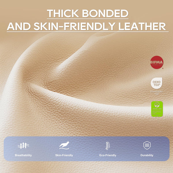 COLAMY Executive Office Chair with Footrest - Ergonomic High Back Design, Thick Bonded Leather Computer Chair with Removable Lumbar Pillow, Recliner Desk chair for Home Office Work Comfort (Black)