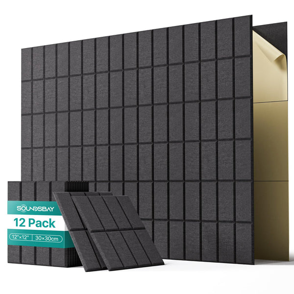 Soundsbay Soundproofing Panels, 12 Pack Acoustic Wall Panels Self-adhesive, 30x30x0.9cm Acoustic Panels for Walls, Ceiling, Home Office