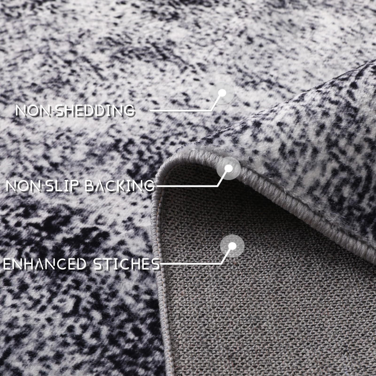 COOUS Washable Rugs for Living Room - Ultra Soft Area Rugs, Short Pile Non-Slip Non-Shedding Abstract Carpet, Stain Resistant Faux Wool Rugs for