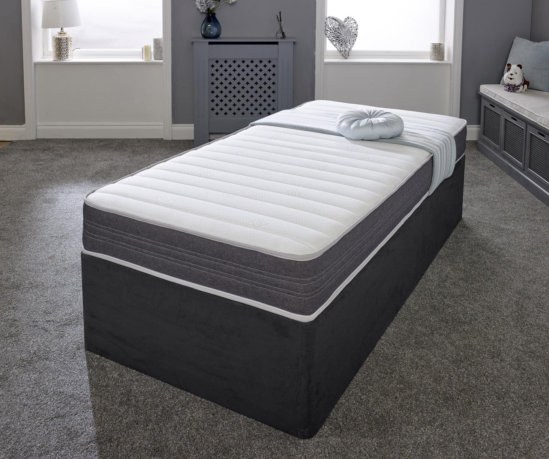 Extreme Comfort Sirocco Airflow Grey 18cms Deep Hybrid Spring & Memory Fibre Mattress, 3ft Single (3ft x 6ft3, 90cm x 190cm)