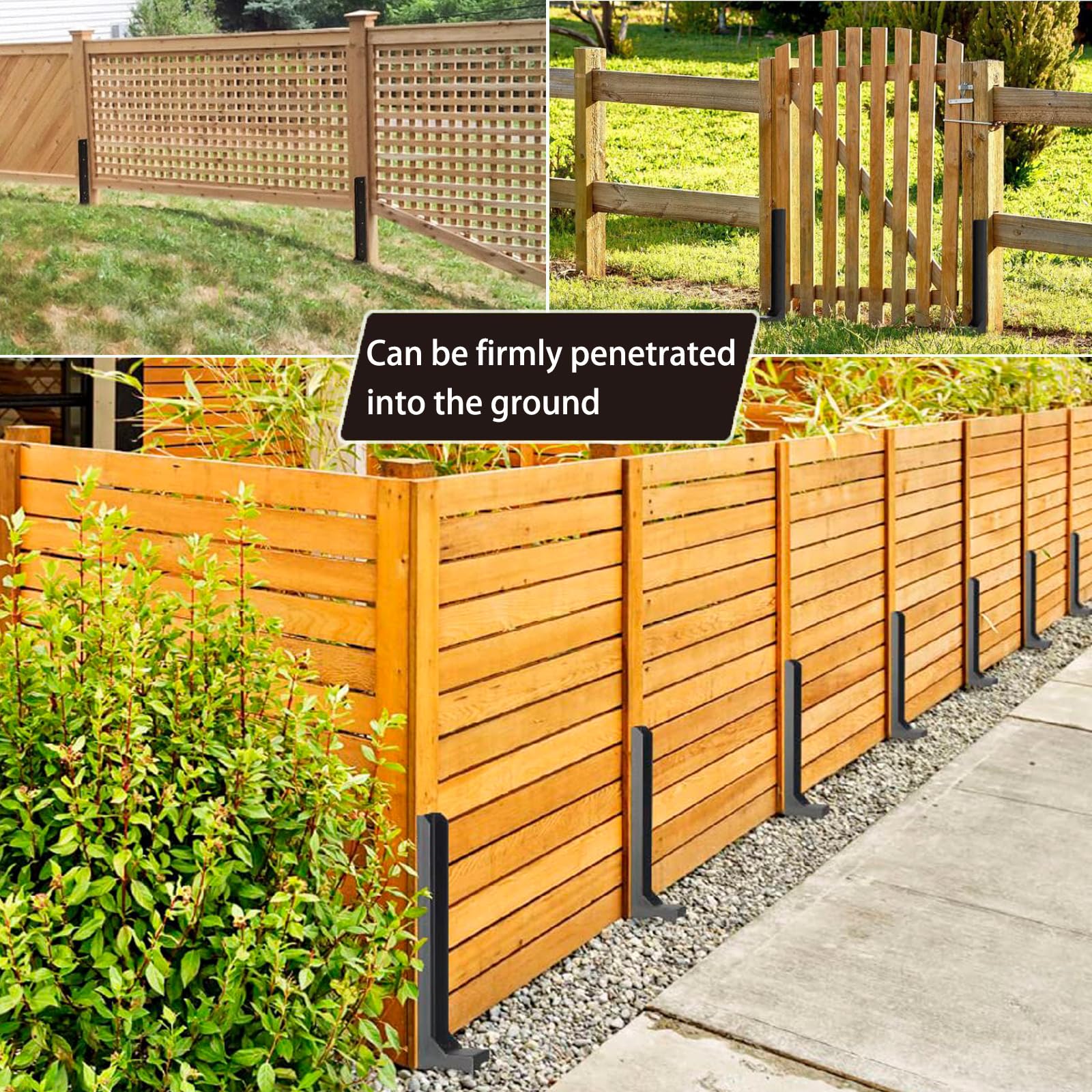 Fence Post Repair Spike - 2 Pack Heavy Duty Fence Post Support Ground Spike for Tilted or Broken Wooden Fence Posts, Durable Garden Fencing Solution