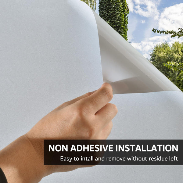 FEOMOS White Blackout Window Film 100% Light Blocking, Static Window Clings Privacy Total Blackout Window Coverings Room Darkening Easy Removal 60cm x