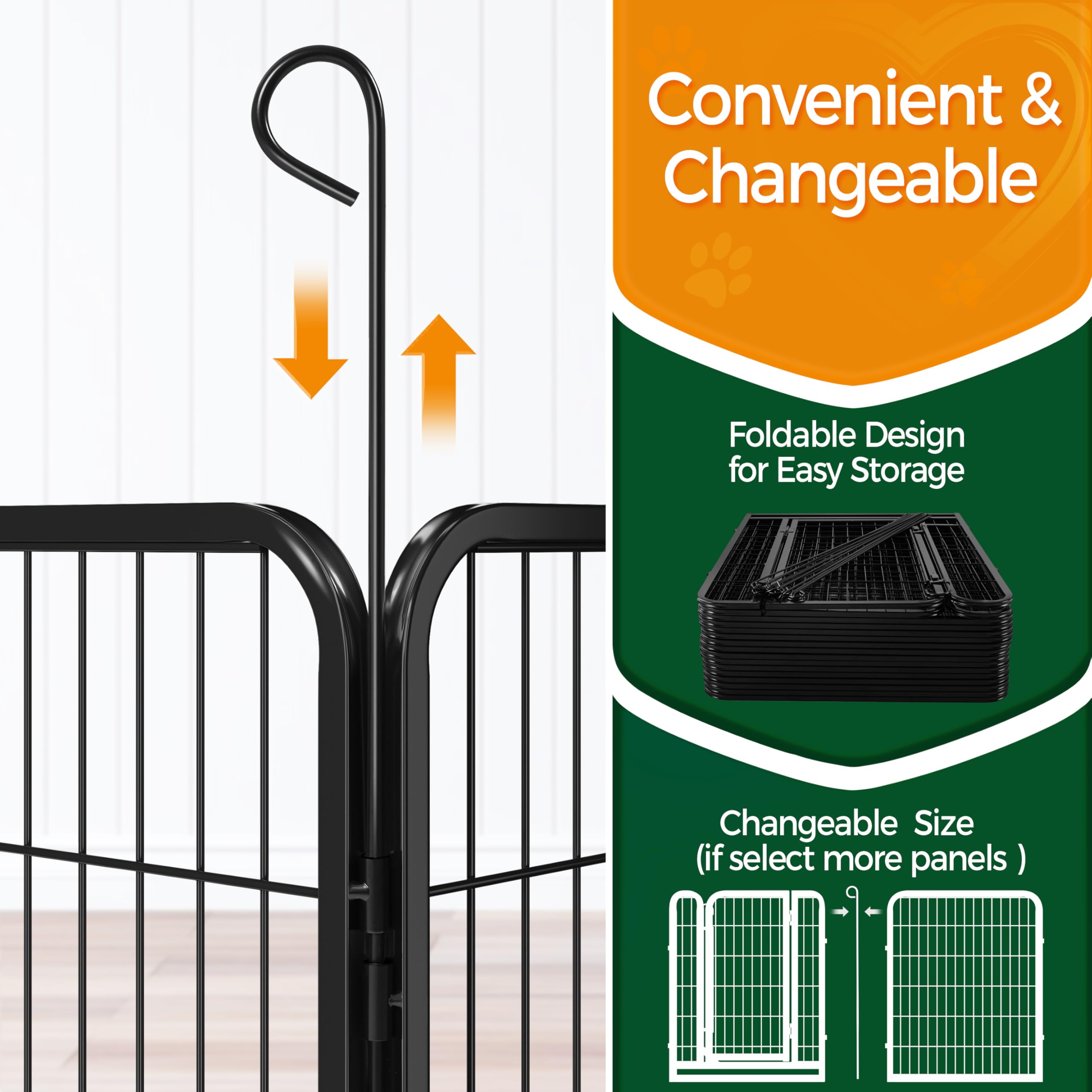 Yaheetech Lightweight Dog Playpen, 8 Panel 80cm Dog Fence Pet Exercise Pen Portable Puppy Play Pen Suitable for RV/Camping