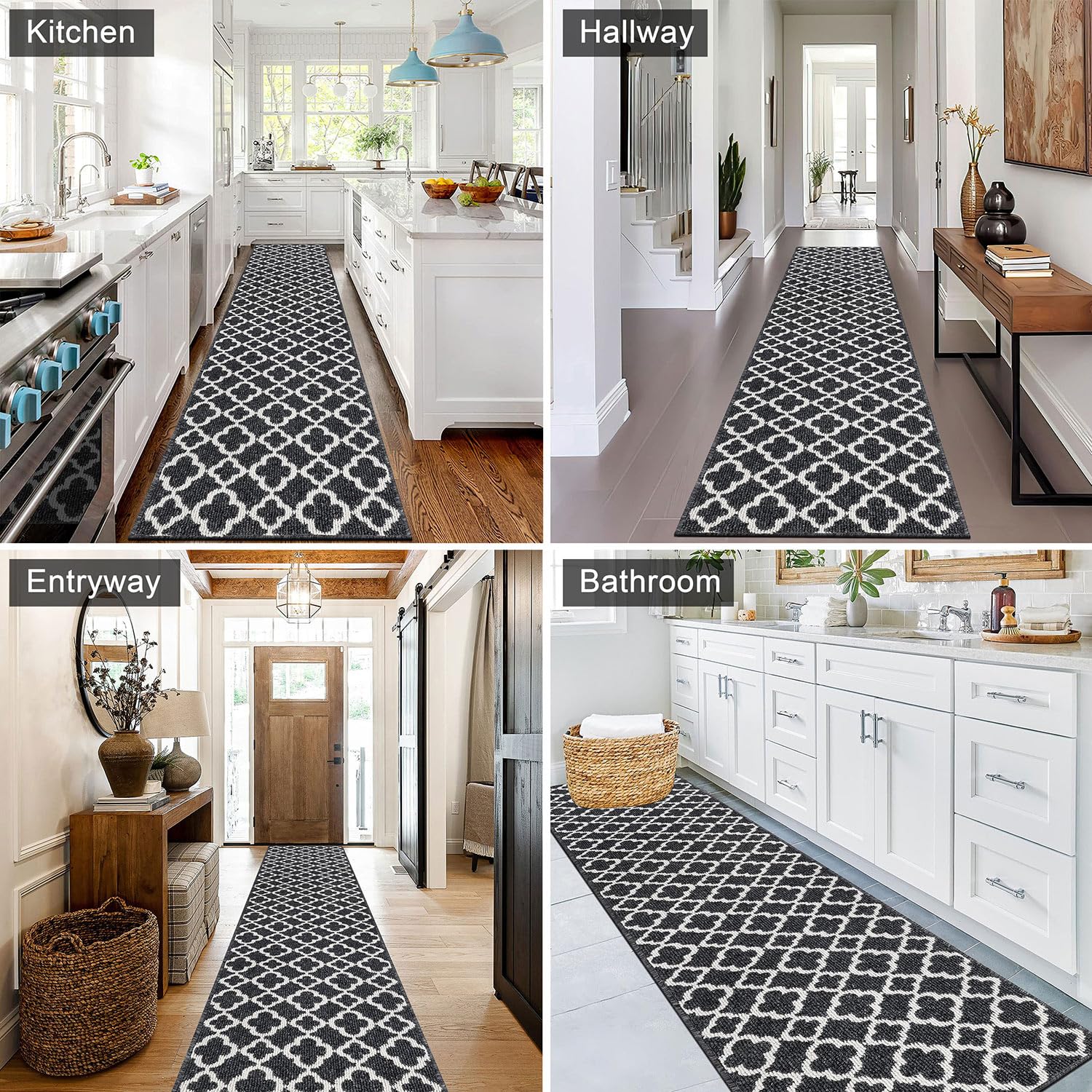 SHACOS Extra Long Hallway Runner Rug 60x300 cm Non Slip Carpet Runner for Hallway Washable Hall Carpet Runner Long Runner Rug for Kitchen Entryway