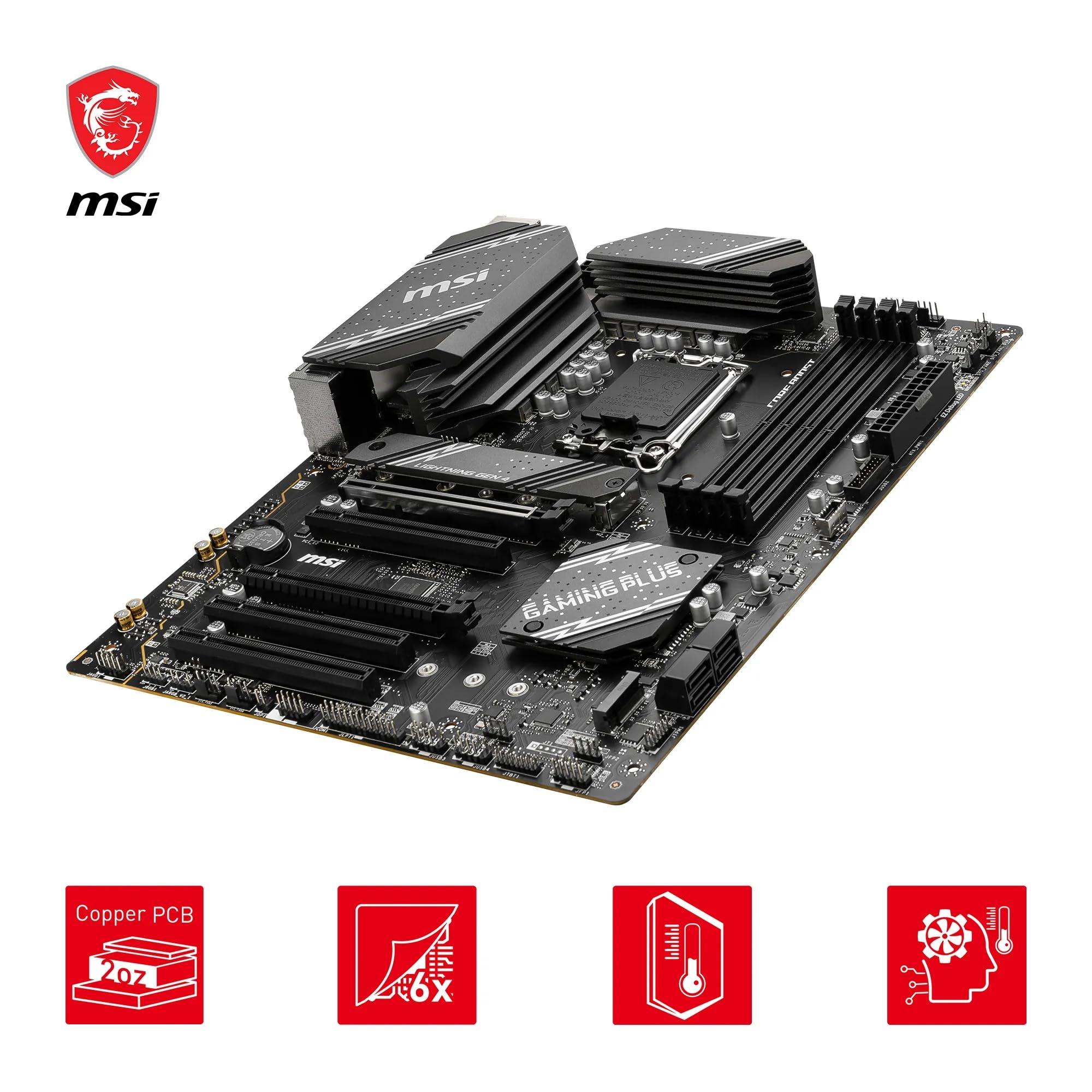 MSI B760 GAMING PLUS WIFI DDR4 Motherboard, ATX - Supports Intel 14th, 13th & 12th Gen Core Processors, LGA 1700 - DDR4 Memory Boost 5333+MHz/OC, 1x PCIe 4.0 x16, 2 x M.2 Gen4, 2.5G LAN, Wi-Fi 6E