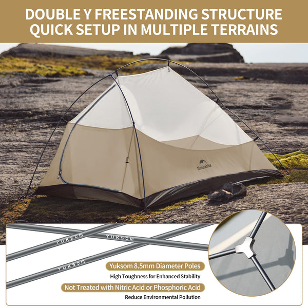 Naturehike Cloud up 2 Camping Tent 2 Man Backpacking Tent 3-4 Season Wild Country Tent Lightweight Dome Tent