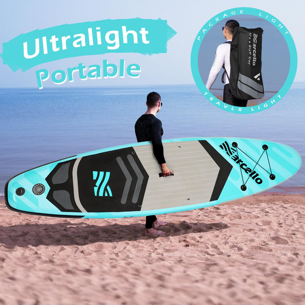 Paddle Board, Inflatable Stand Up Paddle Board, 10‘6/11' ×33"×6" Ultra-light SUP Board with Hand Pump, Leash, Repair Kit, Waterproof Phone Case and Waterproof Bag, Paddle Board for Adults