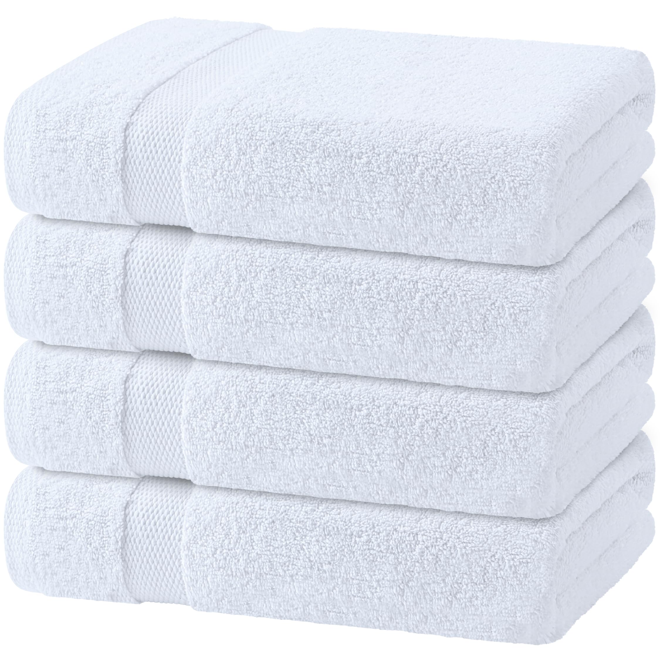 White Classic Wealuxe Cotton Bath Towels - Soft and Absorbent Hotel Towel - 68x132 CM - 4 Pack - White