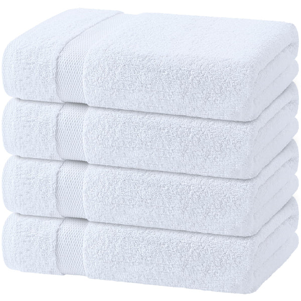 White Classic Wealuxe Cotton Bath Towels - Soft and Absorbent Hotel Towel - 68x132 CM - 4 Pack - White