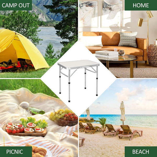 Youyijia 2FT Camping Table Folding Picnic Table Adjustable Height Multipurpose Party Dining small camping Table Lightweight with Carry Handle for Catering Buffet and Garden