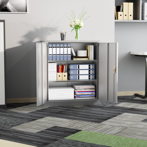 Metal Storage Cabinet with 2 Door and 3 Adjustable Shelves,140X80x40CM Steel Cabinet for Warehouse,Garage,Home,Office,Easy Assemble Required(Black/White)