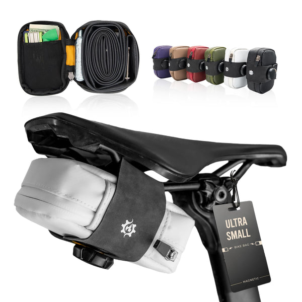 Lumiere & Co. Falcon Magnetic Bike Saddle Bag – 0.69L | 6" x 3.5" x 2" | Sleek Minimalist Brick Design, Fast Magnetic Buckle Attachment | Road Cycling–Specific Bike Seat Bag (Black, Large)