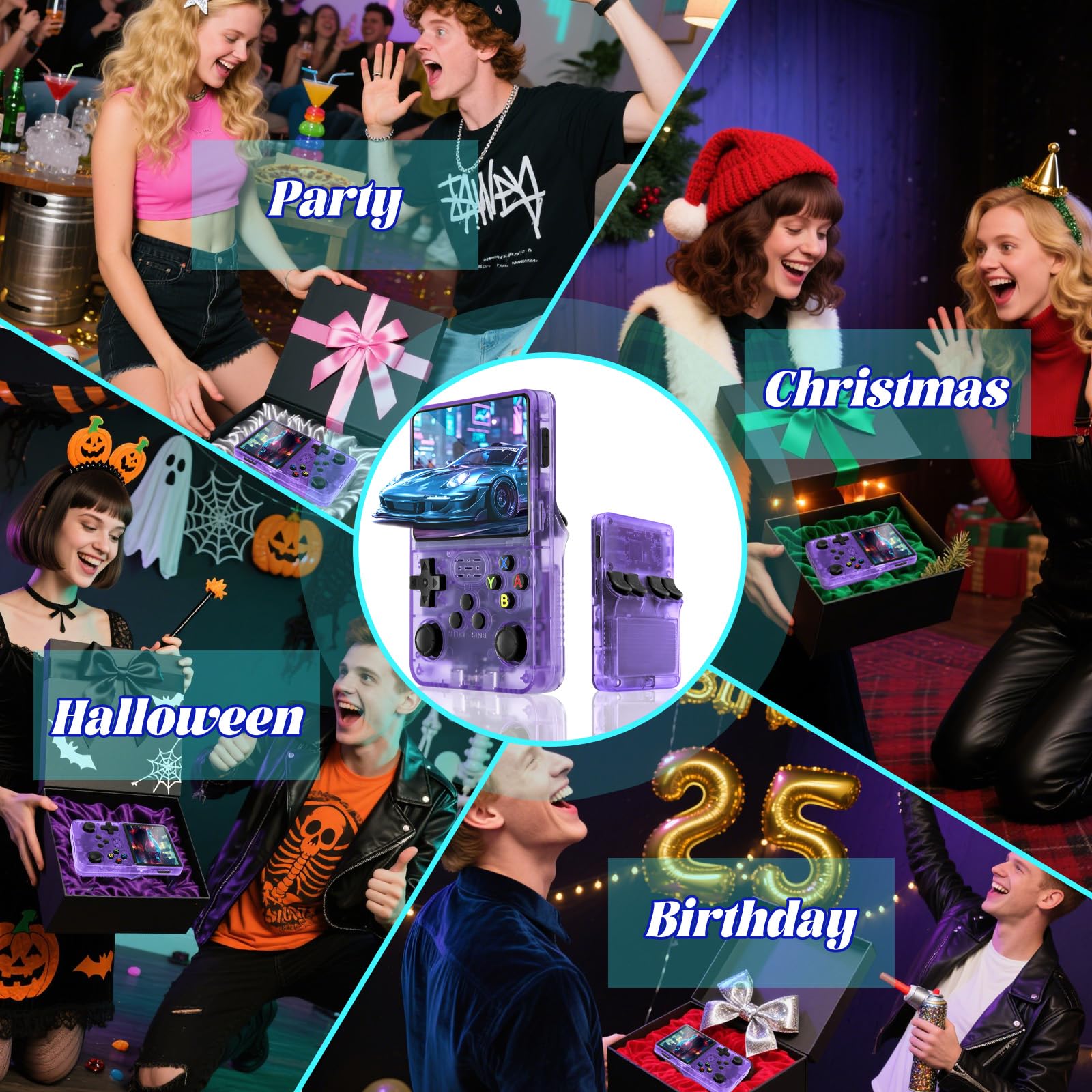 Blidinner R36S Retro Handheld Games Console -With Open Source Linux System,3000mAh Battery,3.5 Inch HD Screen,64G TF Card,20,000+ Classic Games,Portable Mini Game Console for Teens and Adults-Black