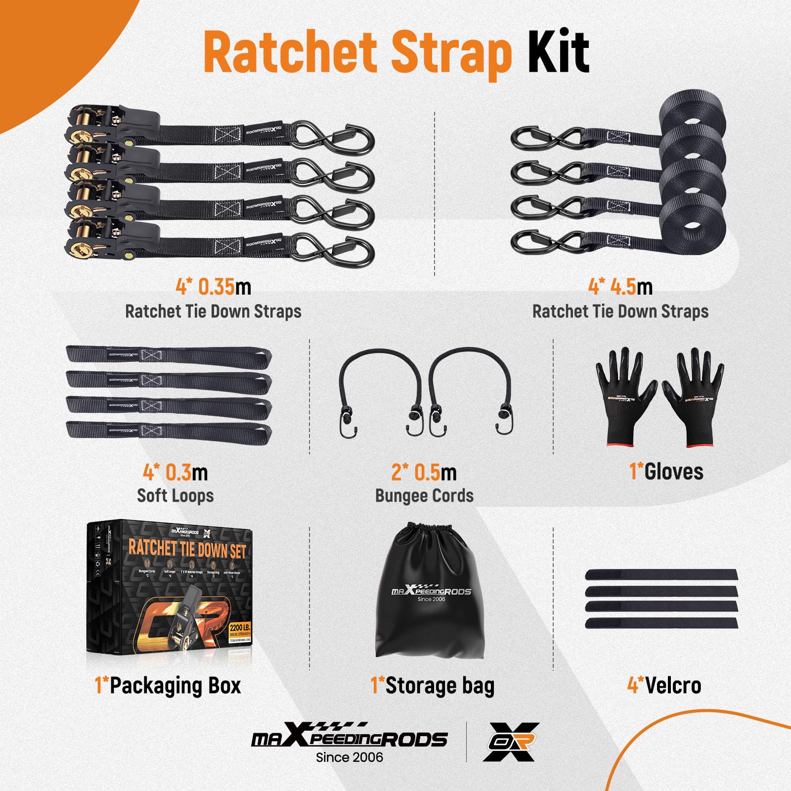 maXpeedingrods 4x 997kg Tie Down Straps 15ft (4.5m), Ratchet Straps 2200lb, Lashing Straps 25mm, Straps with safety clip S-hooks, motorcycle tie down straps, EN 12195-2 - Blue