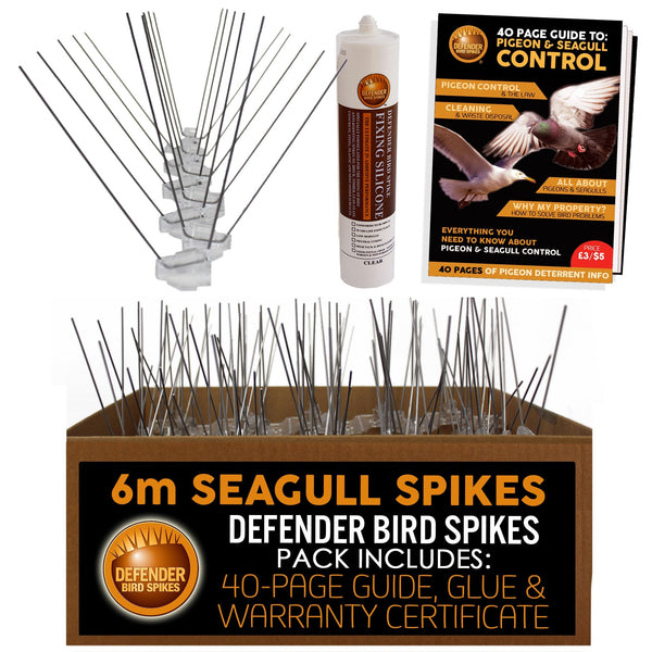 Defender Seagull Spikes Pack | 6 m | Glue | Bird Control Guide | Various Size Packs