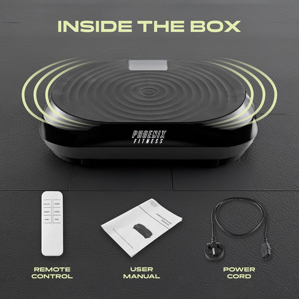 Phoenix Fitness Vibration Plate Exercise Machine - 120 Intensity Levels, Timer, LCD Display & 5 Programs for Weight Loss, Lymphatic Drainage, Circulation and Full Body Workout at Home & Gym - Black