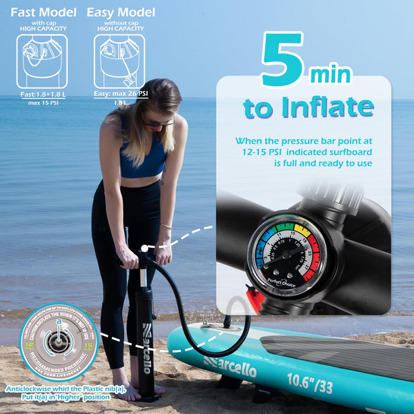 Paddle Board, Inflatable Stand Up Paddle Board, 10‘6/11' ×33"×6" Ultra-light SUP Board with Hand Pump, Leash, Repair Kit, Waterproof Phone Case and Waterproof Bag, Paddle Board for Adults