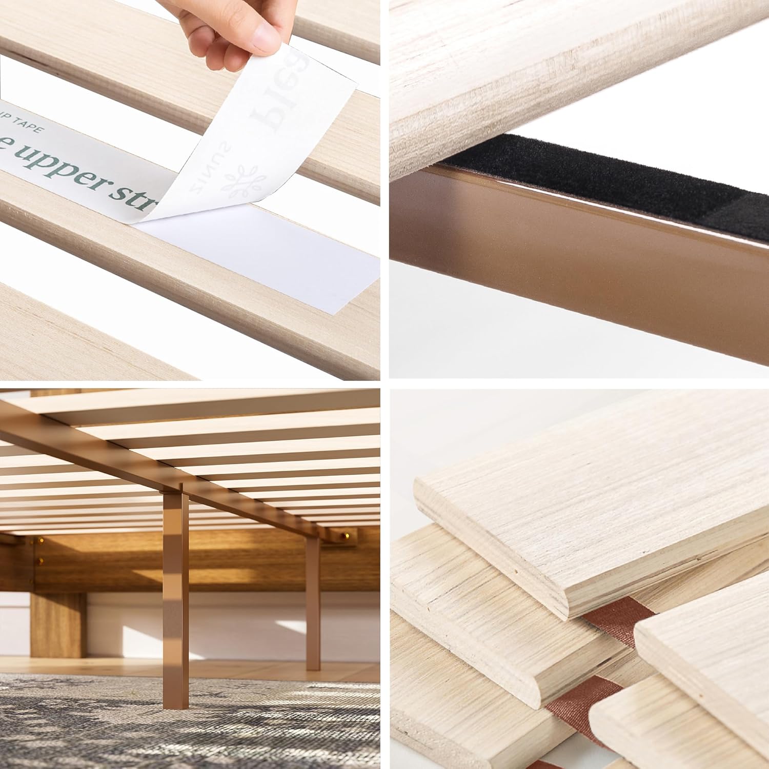 Zinus Tonja Single Bed frame - Bed 90x190 30 cm Height - Wood bed frame with Headboard - Brown