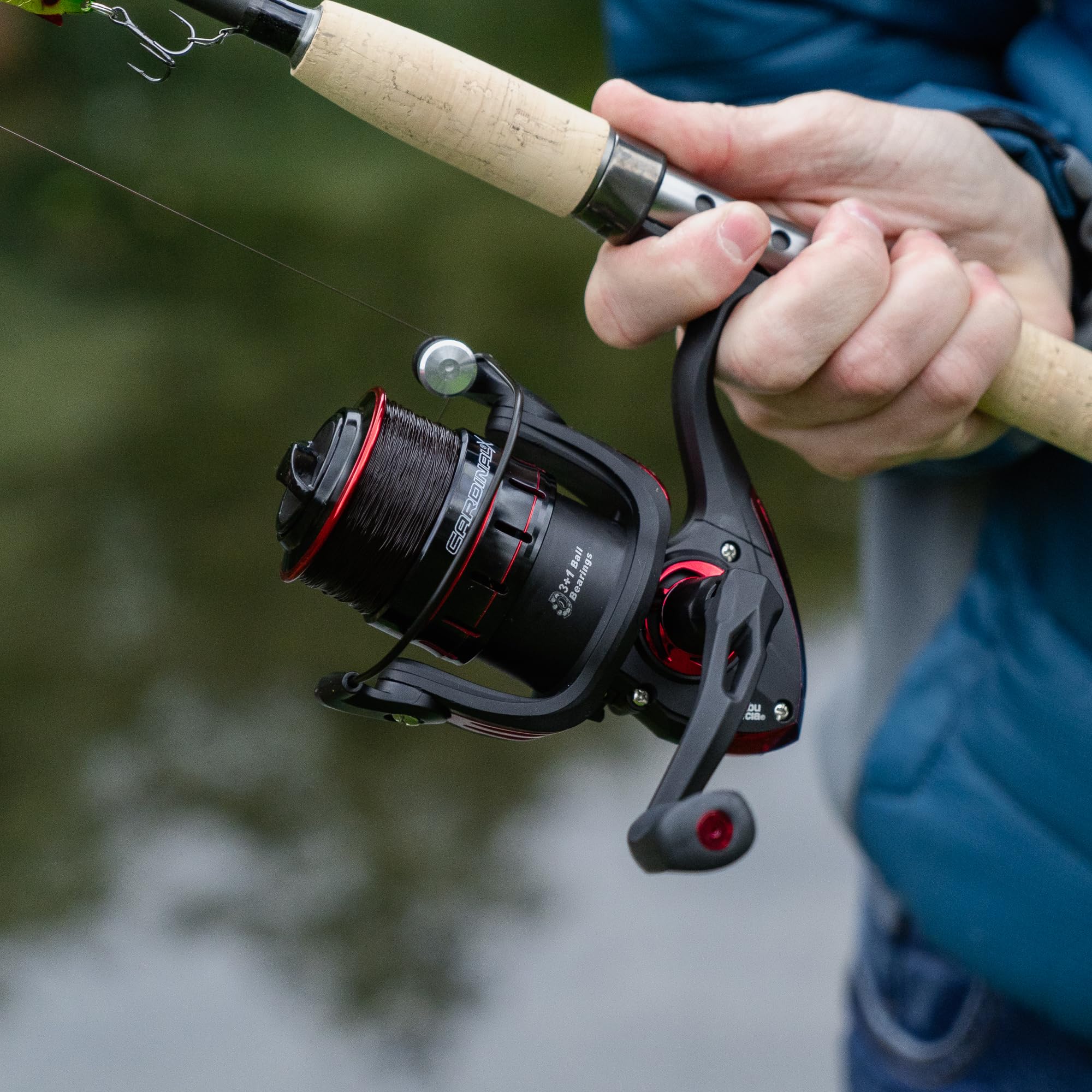 Abu Garcia Cardinal X Allround Spinning Reel, Fishing Free Spool Freshwater Reel for Predator Lure Fishing - Trout, Perch, Pike, Salmon, Robust and lightweight, Black and Red Aluminium Multiple Sizes
