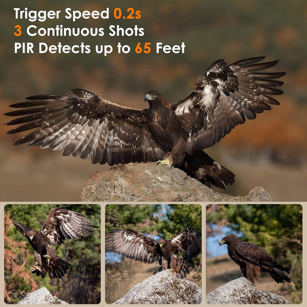 MAXDONE Wildlife Camera 4K 48MP Trail Camera, 850nm IR LEDs Night Vision Motion Activated Trail Cam IP66 Waterproof 0.2s Trigger Time Garden Camera with 32GB SD Card for Wildlife Monitoring