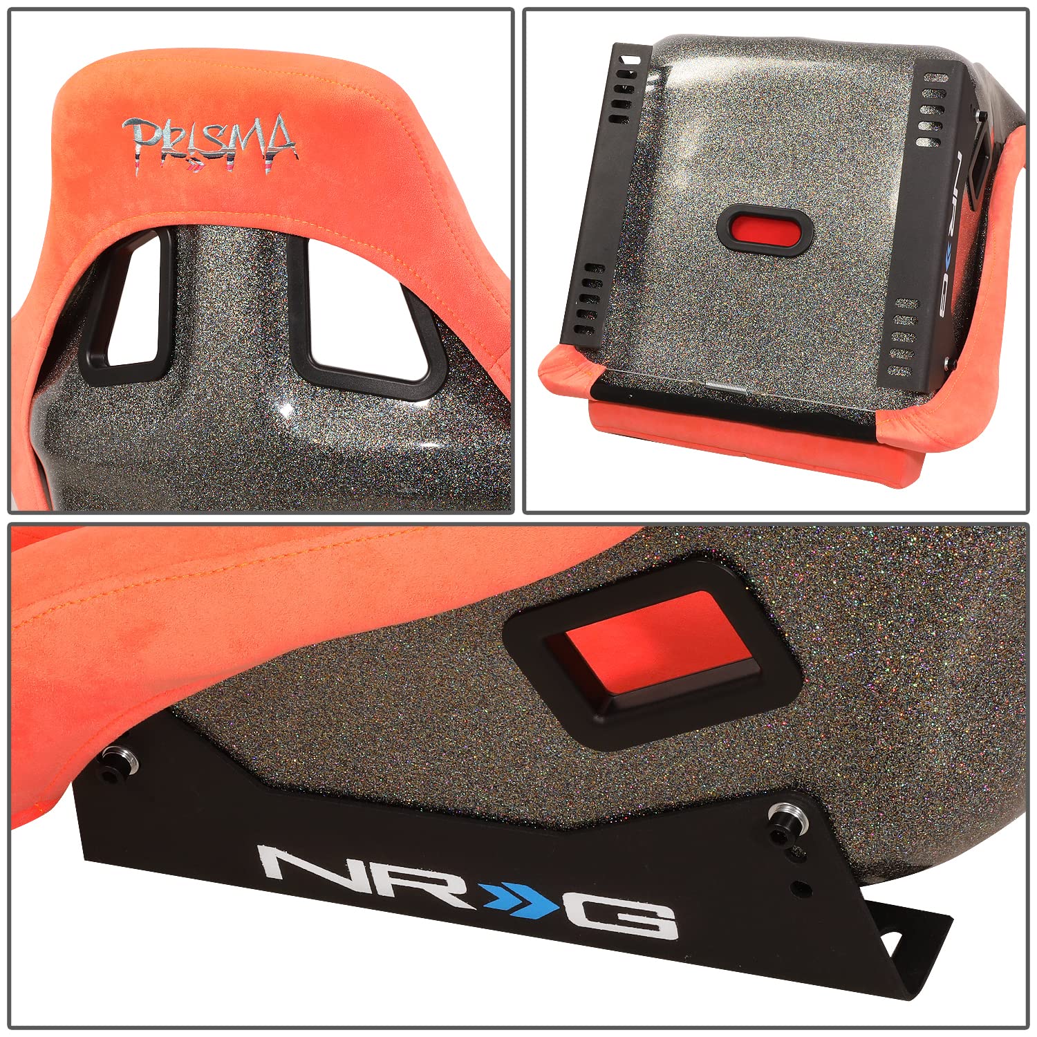 NRG Innovations NRG-FRP-302BK-ULTRA Universal Fixed Back Bucket Racing Seat for 6-Point Harnesses, Size L, Black Cover, Black -ULTRA, 24" W X 36" H X 18" D