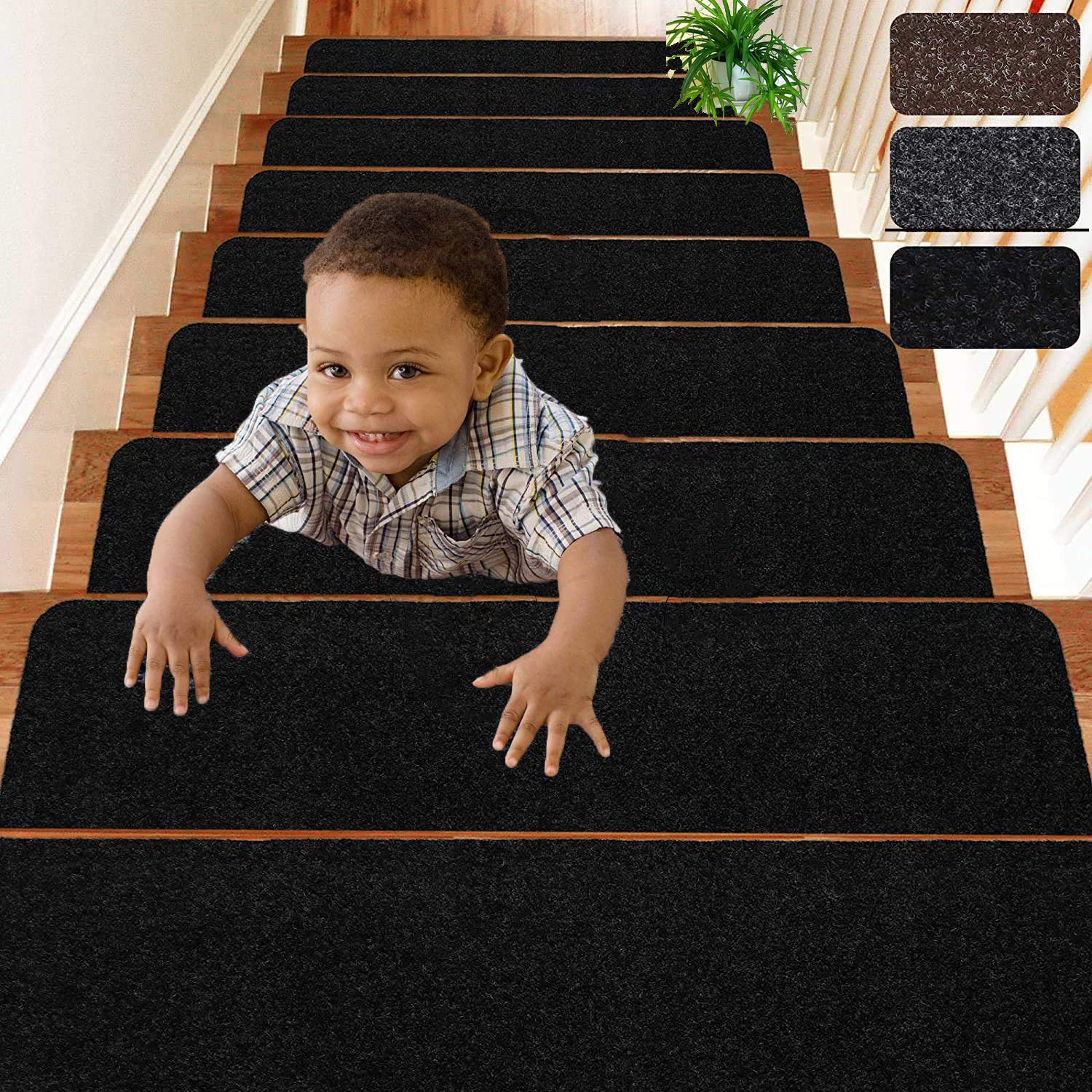DLD Stair Treads 8"x30" Non-Slip Indoor Stair Runners for Wooden Steps, 14-PackAnti-Slip Strips for Safety and Grip