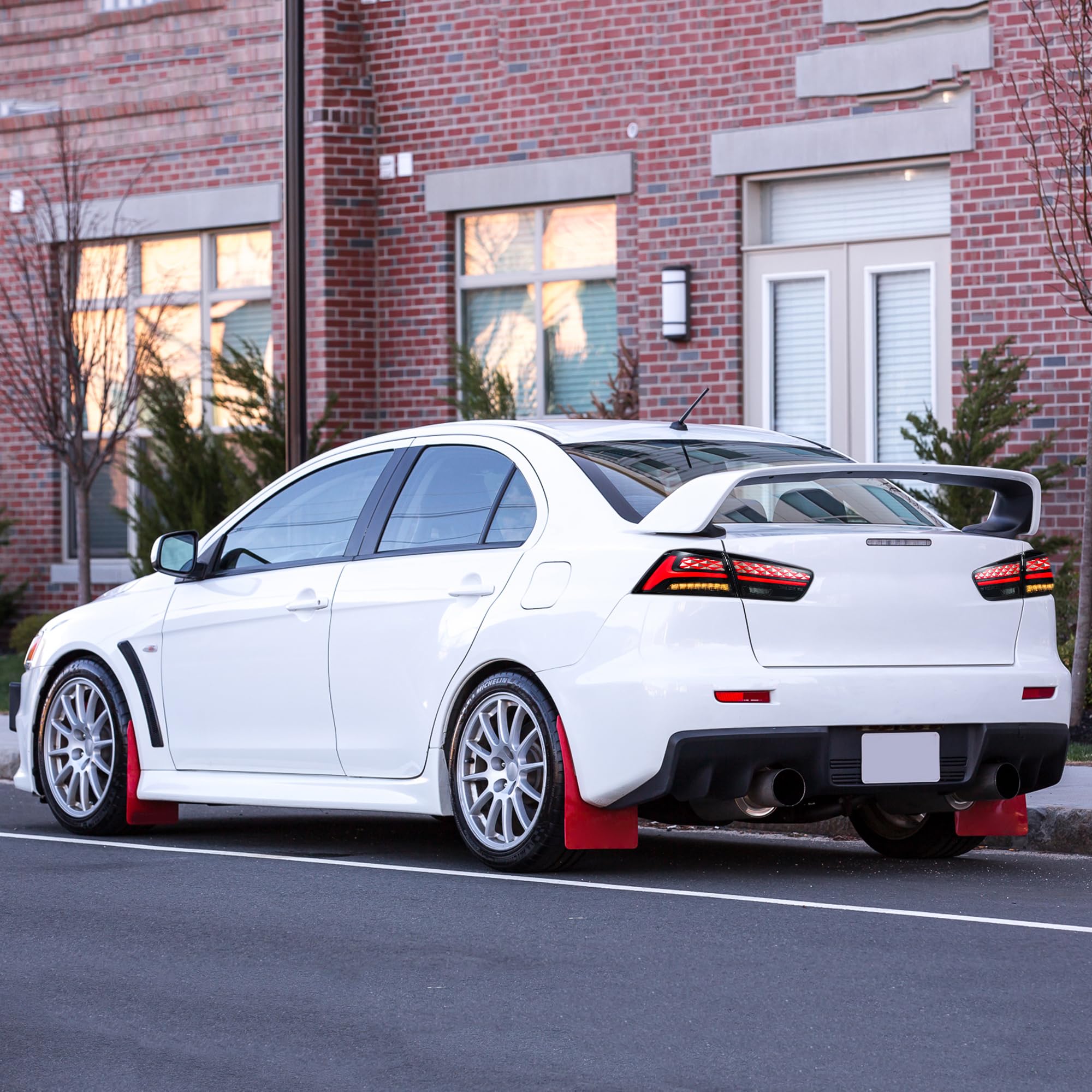 VLAND LED Rear Lights compatible with Lancer & EVO X 2008-2020 (Not Fit fortis/io), w/Sequential indicator, Driver & Passenger Side (Smoked dynamic 2)