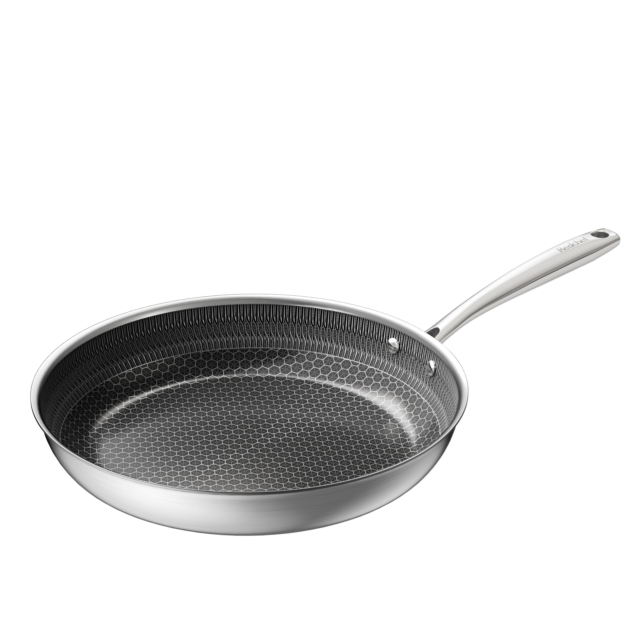 Redchef Non Stick Hybrid Egg/Omelette Pan,20cm Ceramic Frying Pan,Tri-Ply Stainless Steel Skillet,Non Toxic,PFAS PFOA/PTFE Free,Dishwasher/Oven Safe,Suitable for Induction Hobs,8"(Beige)