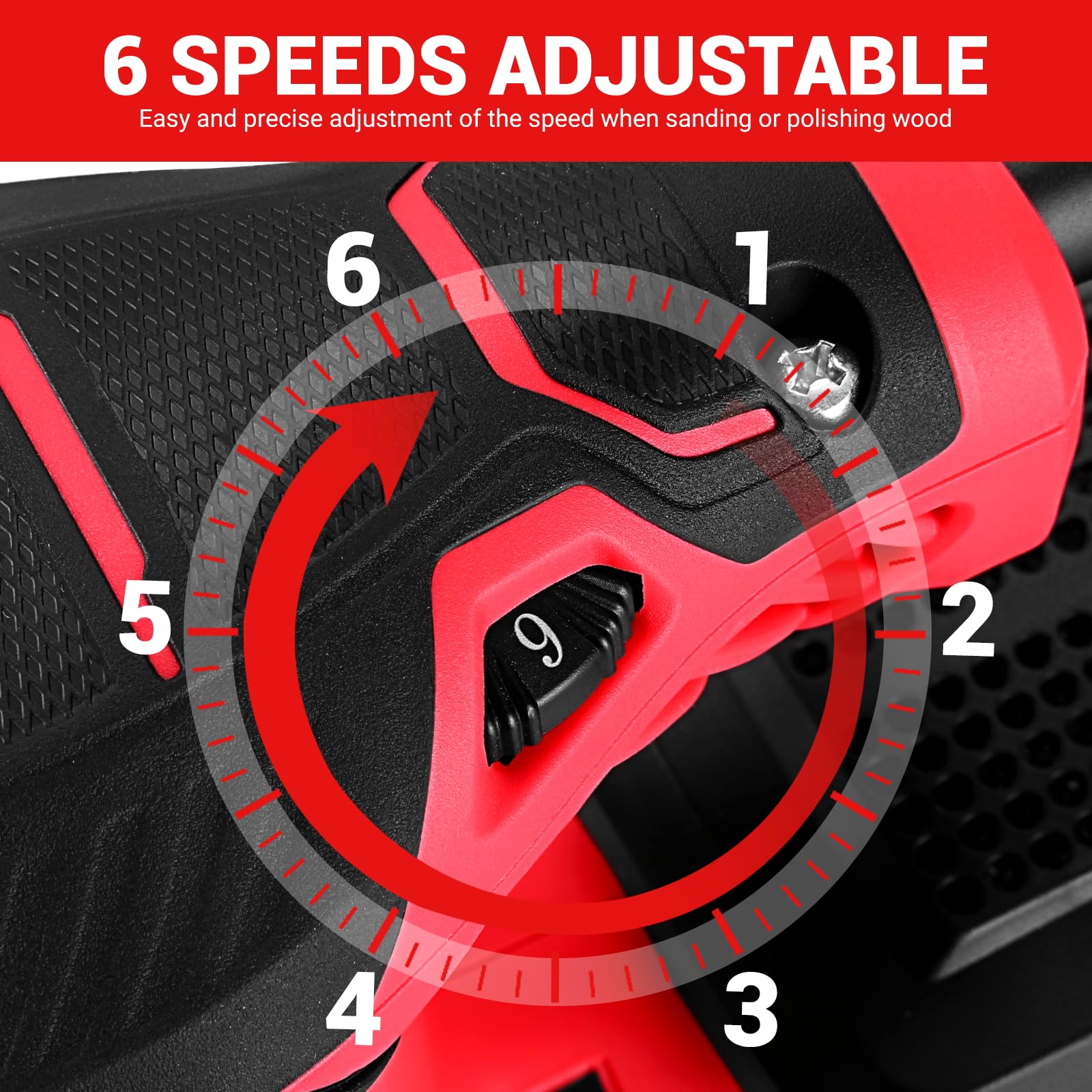 DEKOPRO Random Orbit Sander 300W with 16Pcs Sandpapers, 6 Variable Speed 14000RPM, 125MM Hand Electric Tool, High Performance Dust Collection System, Fit for Woodworking/Sanding