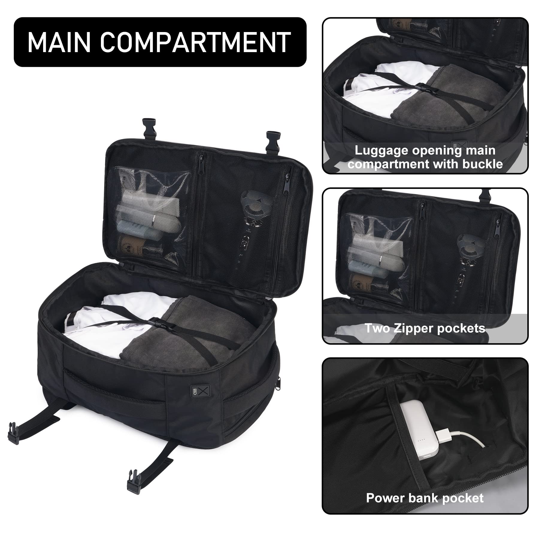 ECOHUB Easyjet Cabin Bag 45x36x20 Underseat Backpack Travel Rucksack 13 Pocket Hand Luggage Waterproof Recycled PET Eco Friendly Carry On Bag for Women & Men 30L Pink