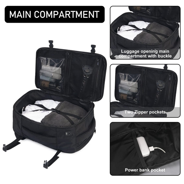 ECOHUB Easyjet Cabin Bag 45x36x20 Underseat Backpack Travel Rucksack 13 Pocket Hand Luggage Waterproof Recycled PET Eco Friendly Carry On Bag for Women & Men 30L Pink